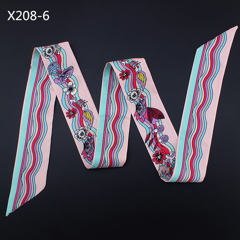 Narrow And Long Ribbon Twill Scarf