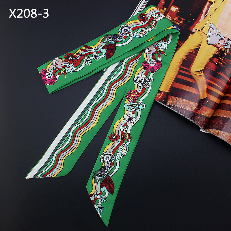 Narrow And Long Ribbon Twill Scarf