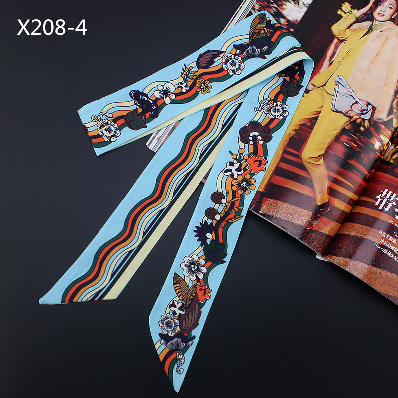 Narrow And Long Ribbon Twill Scarf