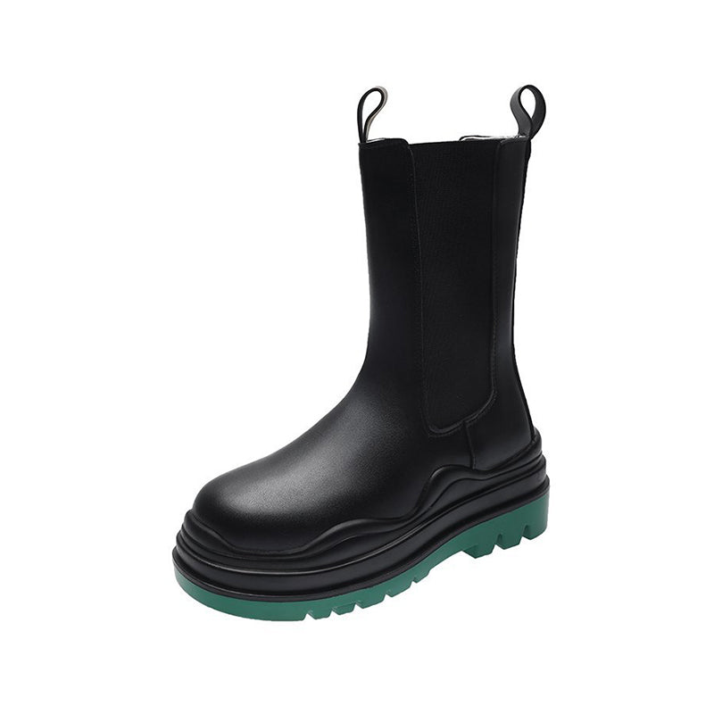 Women's Casual Shoes With Thick Soled And High Rise Leather Boots