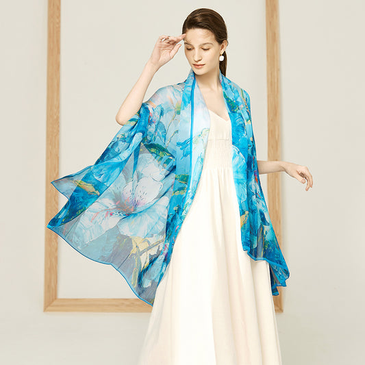 Ladies Mulberry Silk Chiffon Seaside Beach Towel