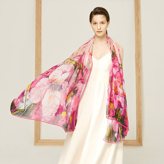 Ladies Mulberry Silk Chiffon Seaside Beach Towel