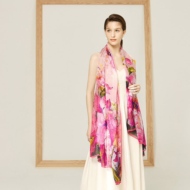Ladies Mulberry Silk Chiffon Seaside Beach Towel