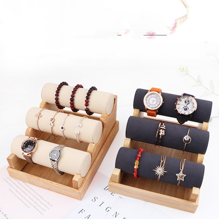 Solid Wood Three-layer Detachable Bracelet Display Stand