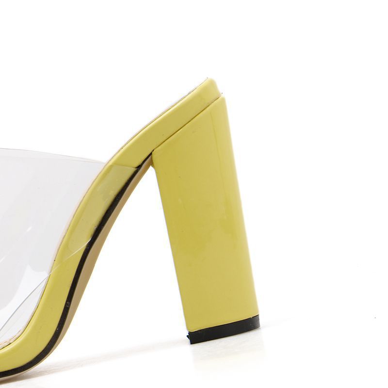 Square Toe Color Block Toe Snake Print Thick Super High Heel Sandals And Slippers