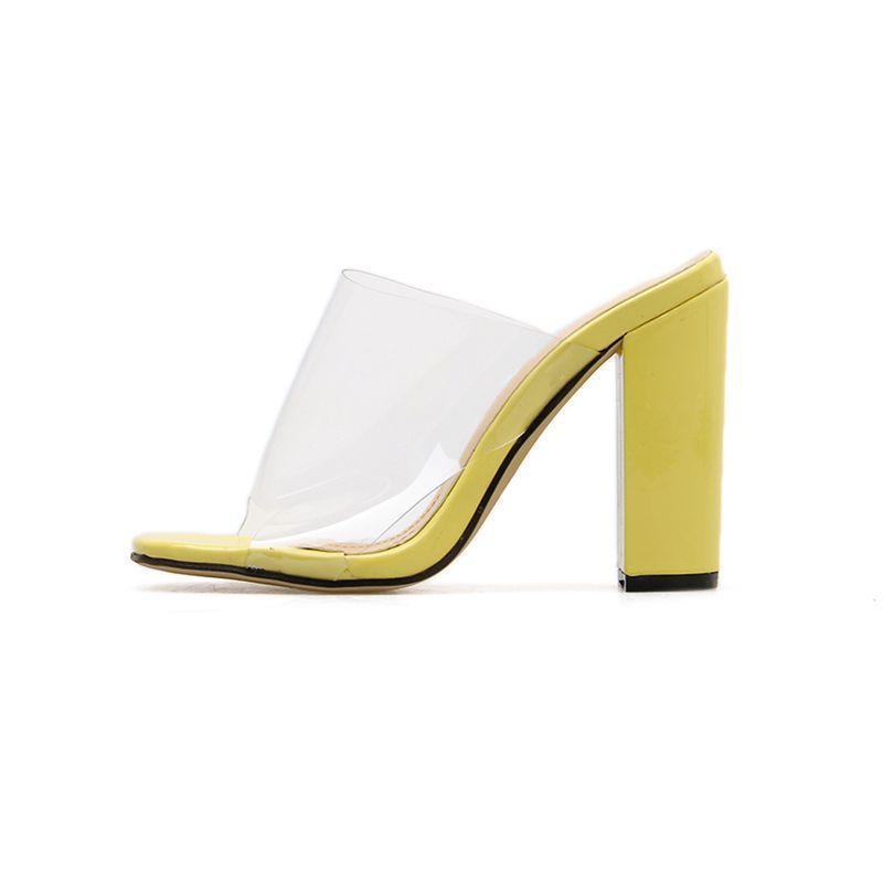 Square Toe Color Block Toe Snake Print Thick Super High Heel Sandals And Slippers