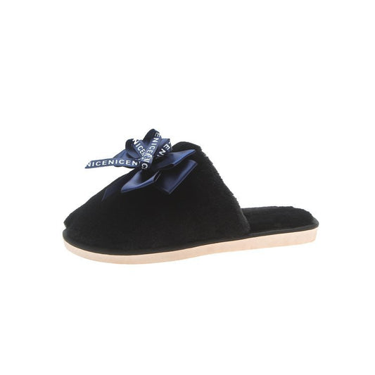Bowknot Plush Indoor And Outdoor Cotton Slippers