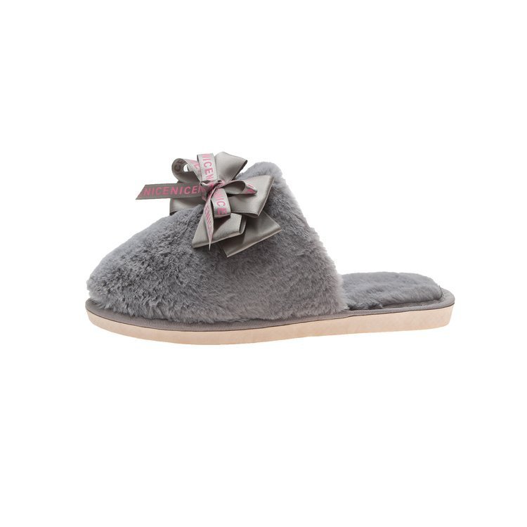 Bowknot Plush Indoor And Outdoor Cotton Slippers
