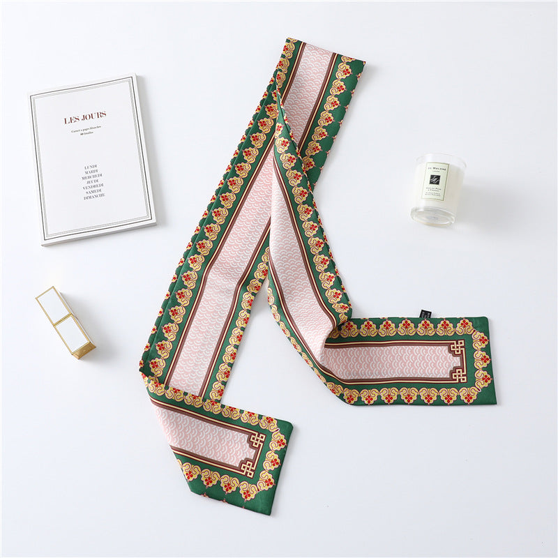 Narrow Long Silk Scarf Female Print Small Scarf Small Streamer Scarf