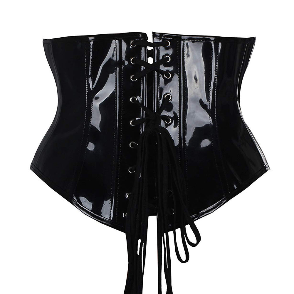 Sexy Short PU Leather Waist Clip Corset European and American Court Corset