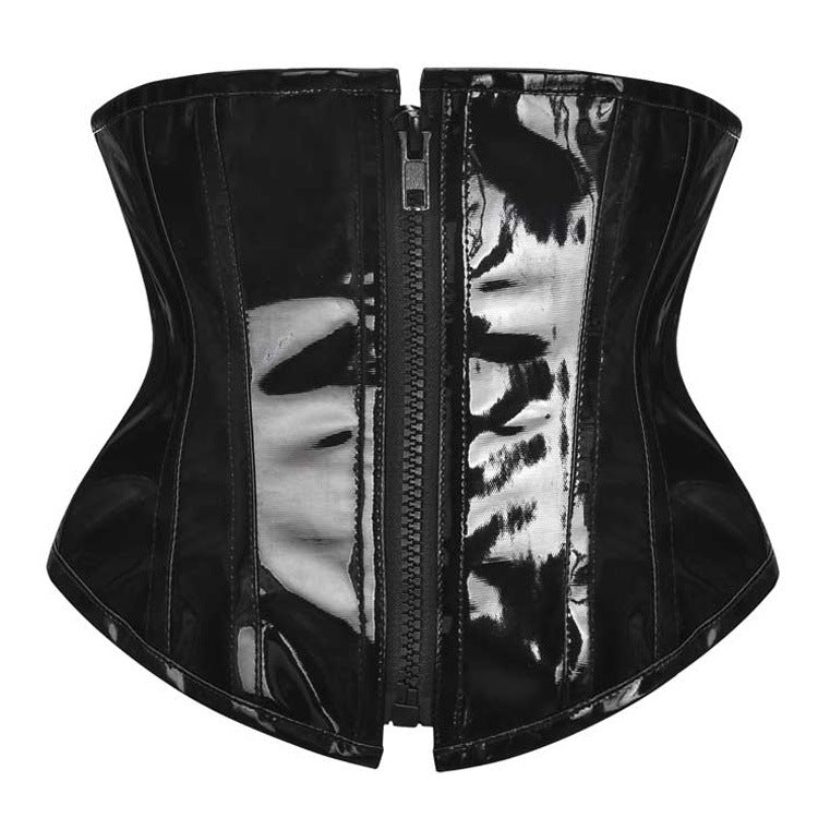 Sexy Short PU Leather Waist Clip Corset European and American Court Corset