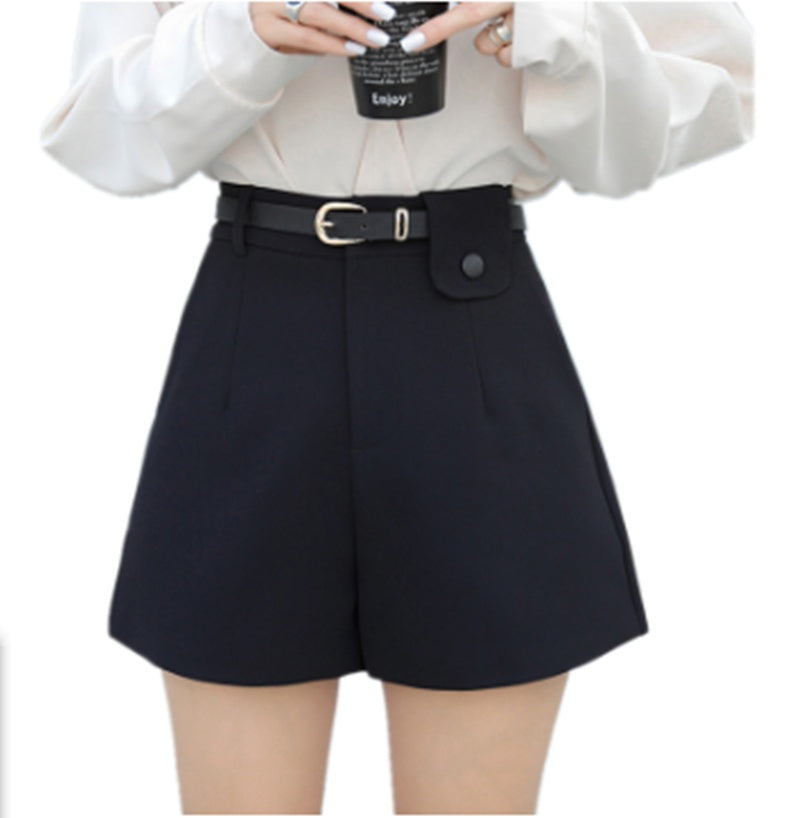 Black High Waist Casual Straight Loose Suit Pants