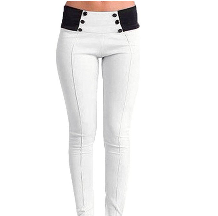 Waist Slim Slim Cotton Tri-Color Pencil Pants