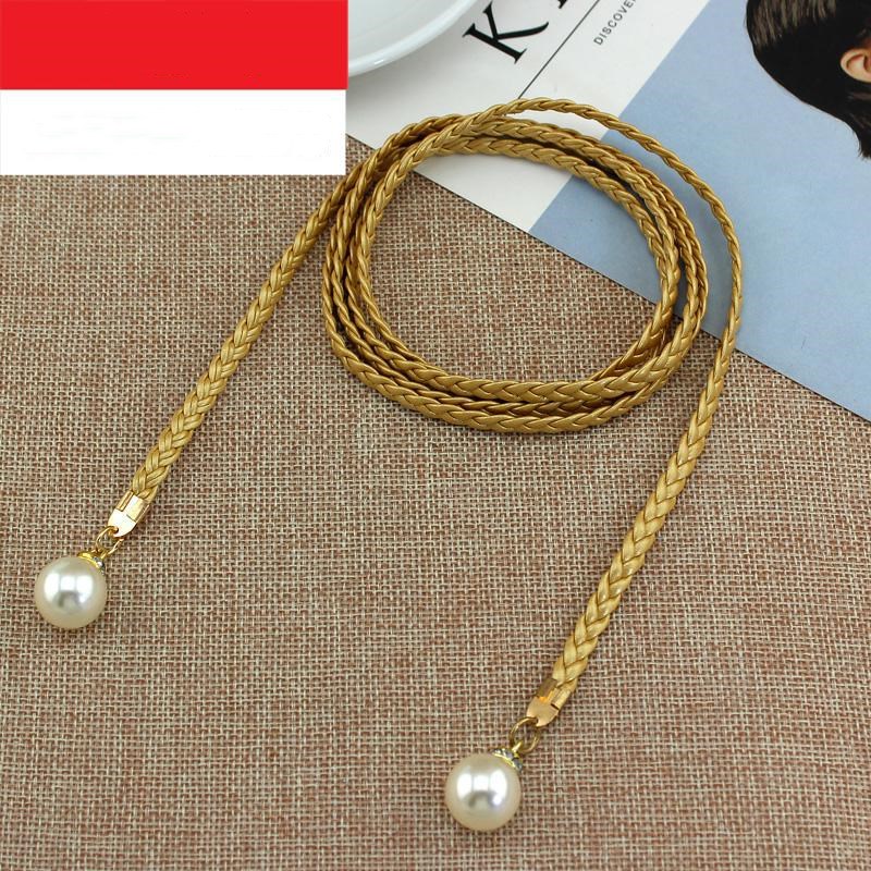 Pearl Waist Chain Thin Belt Parent-Child Decoration Skirt Belt Small Leather Rope