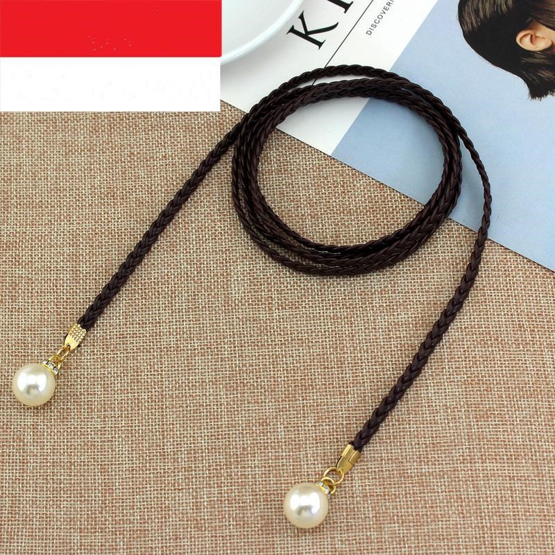 Pearl Waist Chain Thin Belt Parent-Child Decoration Skirt Belt Small Leather Rope