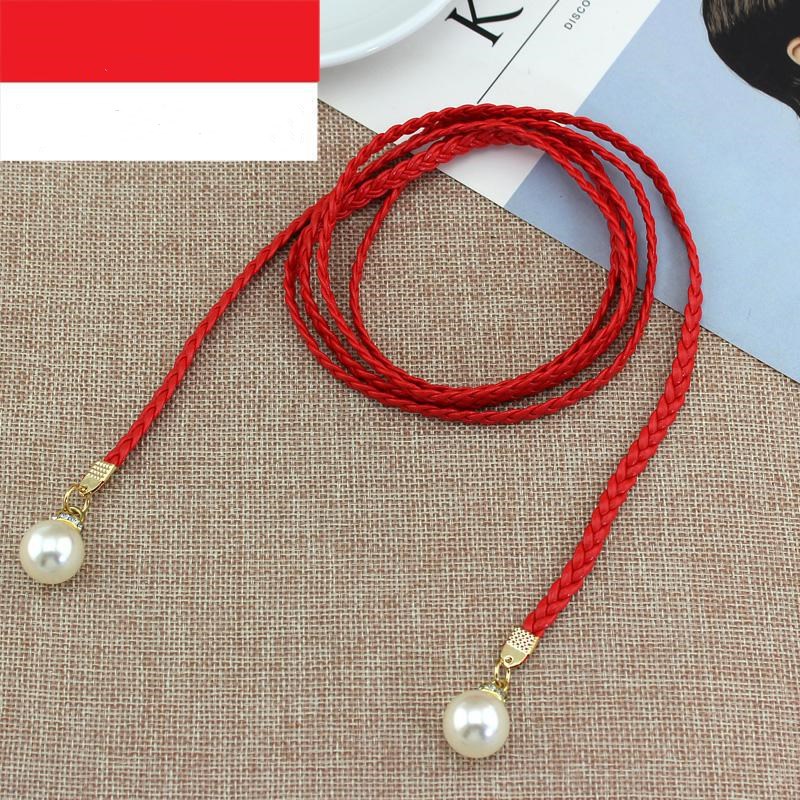 Pearl Waist Chain Thin Belt Parent-Child Decoration Skirt Belt Small Leather Rope