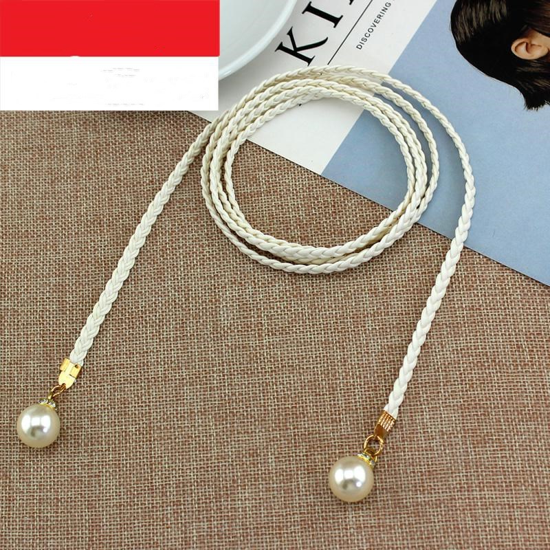 Pearl Waist Chain Thin Belt Parent-Child Decoration Skirt Belt Small Leather Rope