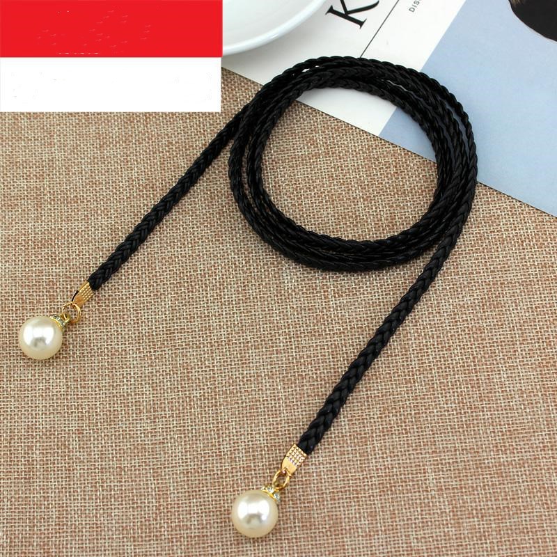Pearl Waist Chain Thin Belt Parent-Child Decoration Skirt Belt Small Leather Rope