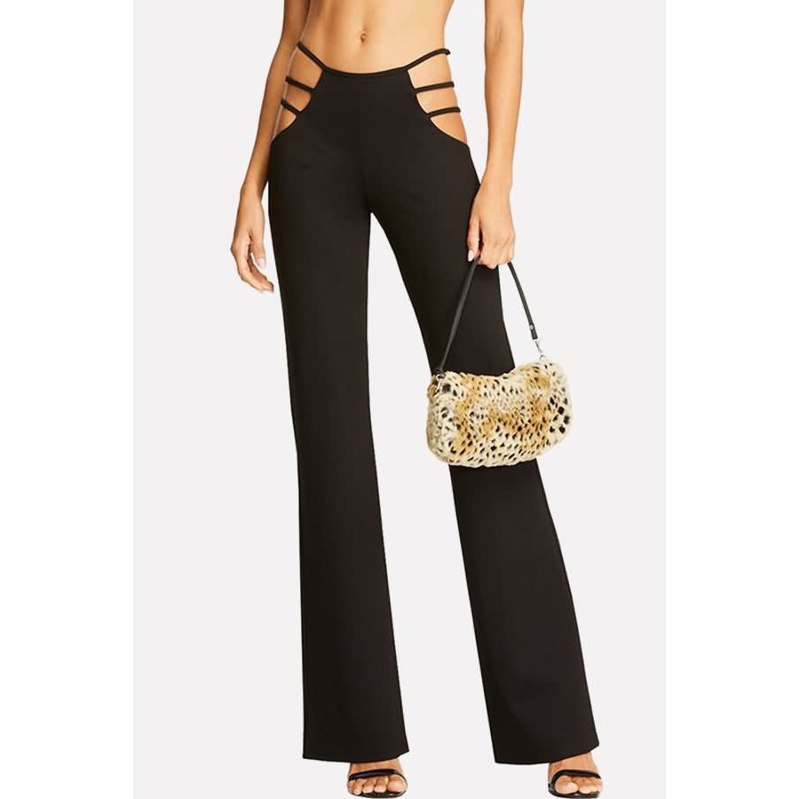 Retro Hollow Design Sense Slim Punk Flared Pants