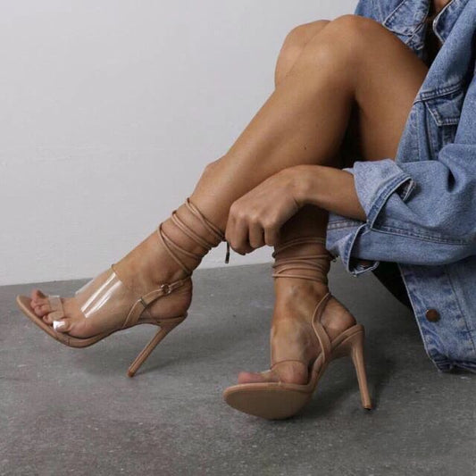 Transparent Open Toe Strap High Heel Sandals