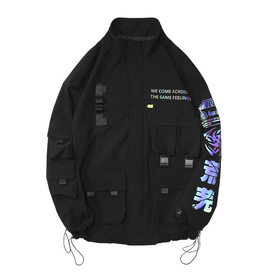 Three-dimensional Multi-pocket Functional Wind Reflective Printing Jacket Men