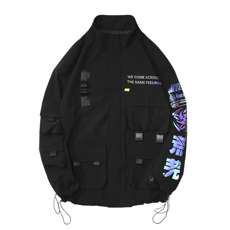 Three-dimensional Multi-pocket Functional Wind Reflective Printing Jacket Men