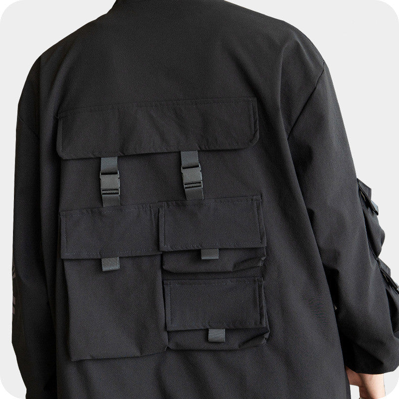 Three-dimensional Multi-pocket Functional Wind Reflective Printing Jacket Men