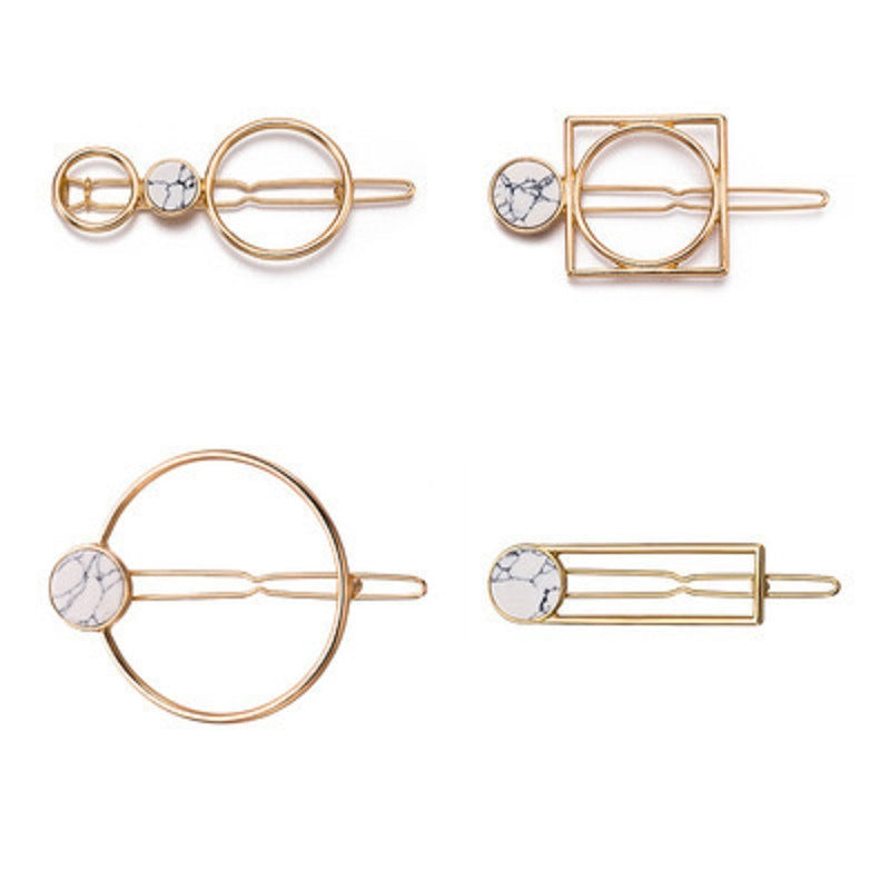European And American Natural Women's Alloy Geometric Side Clip