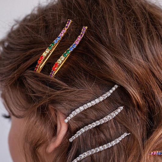 Hyuna Style Hårnål Rhinestone Farvet Ordklips Bølget Temperament Etnisk Stil Hårpynt