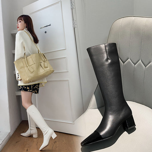 Leather Knee-High Riding Boots