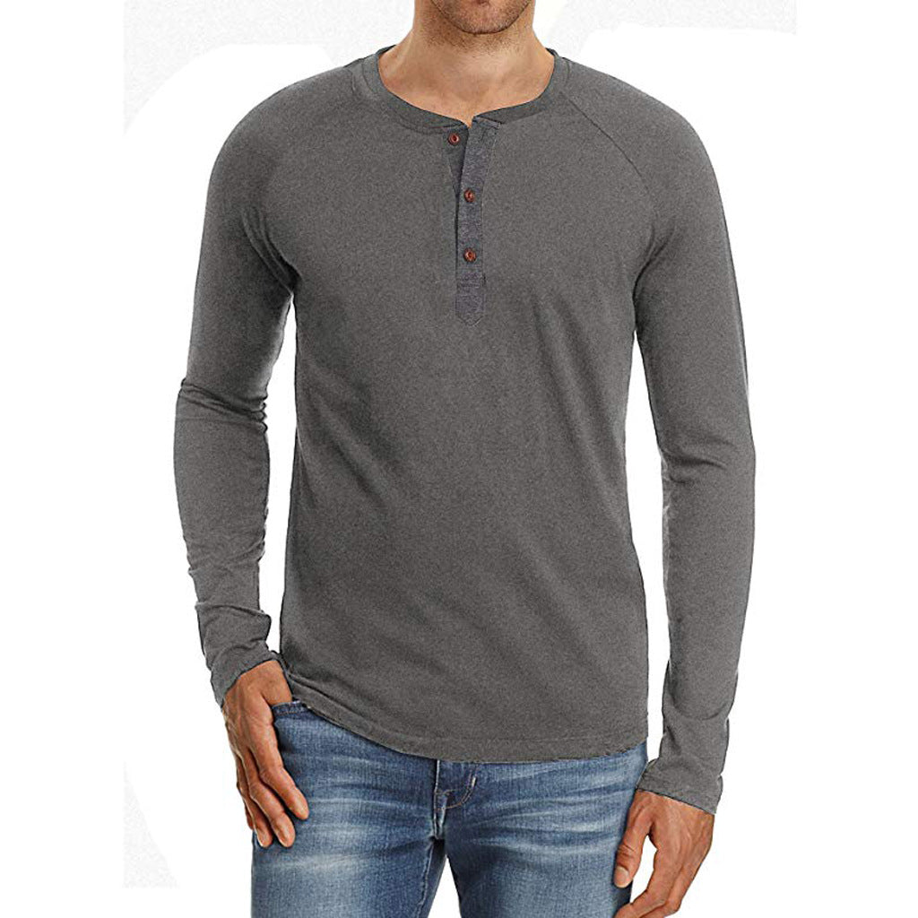 Raglan Long Sleeve Solid Color Plus Size Men's T-Shirt