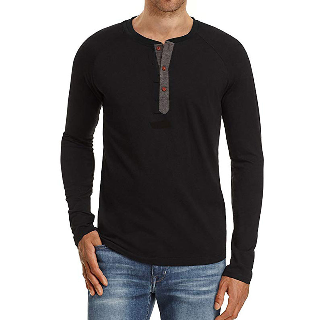 Raglan Long Sleeve Solid Color Plus Size Men's T-Shirt