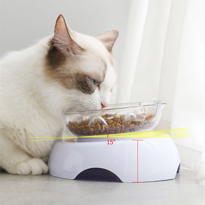 Oblique Mouth Protects The Cervical Spine Transparent Plastic Cat Bowl