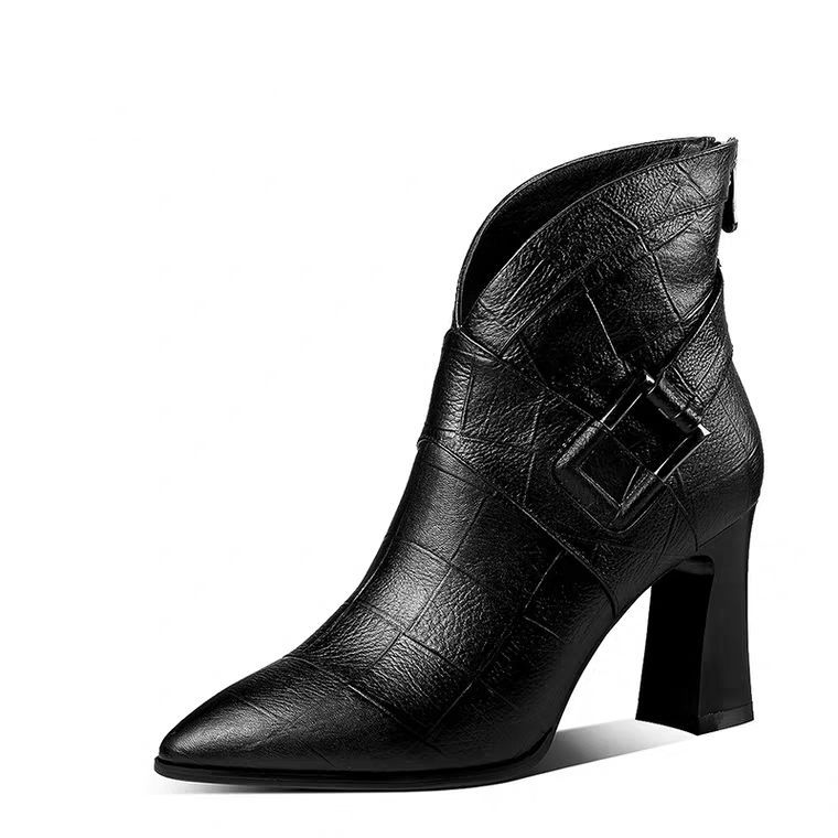 High Heels Winter New Pointed Fashion Belt Buckle