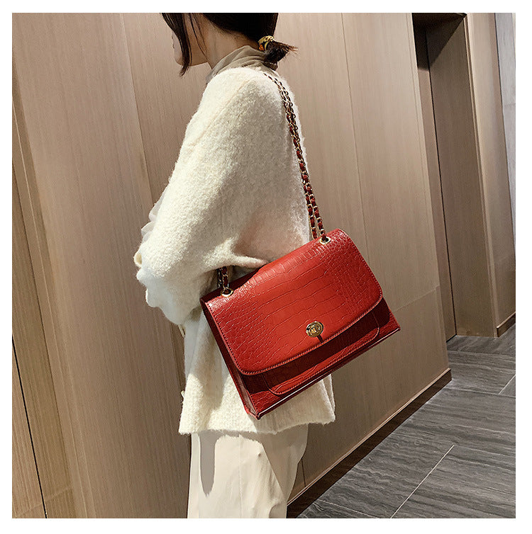 Stone Grain Chain Small Square Bag Fashion Messenger Shoulder Bag