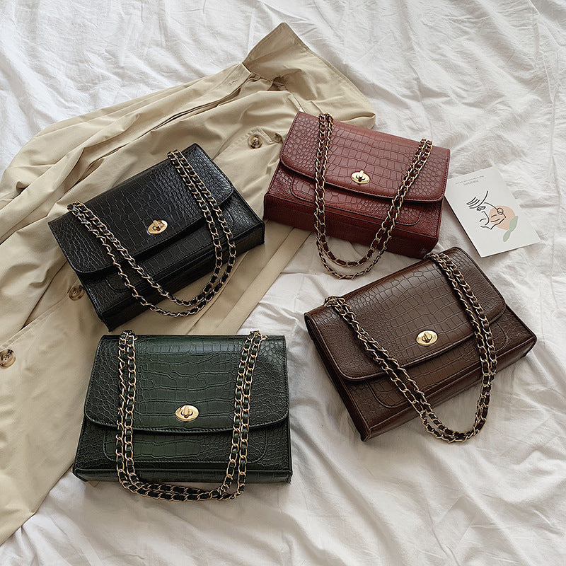 Stone Grain Chain Small Square Bag Fashion Messenger Shoulder Bag