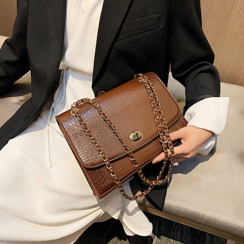 Stone Grain Chain Small Square Bag Fashion Messenger Shoulder Bag