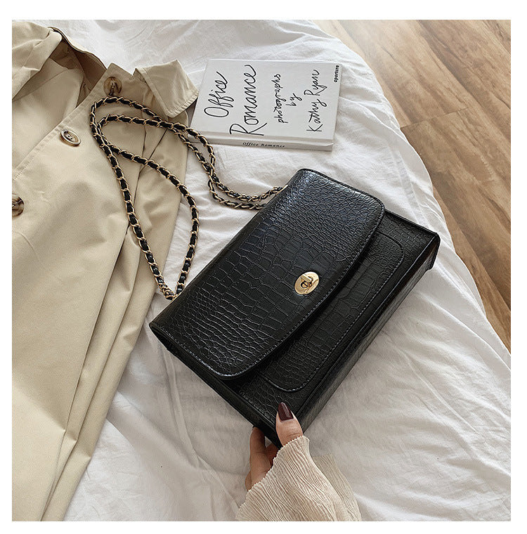 Stone Grain Chain Small Square Bag Fashion Messenger Shoulder Bag