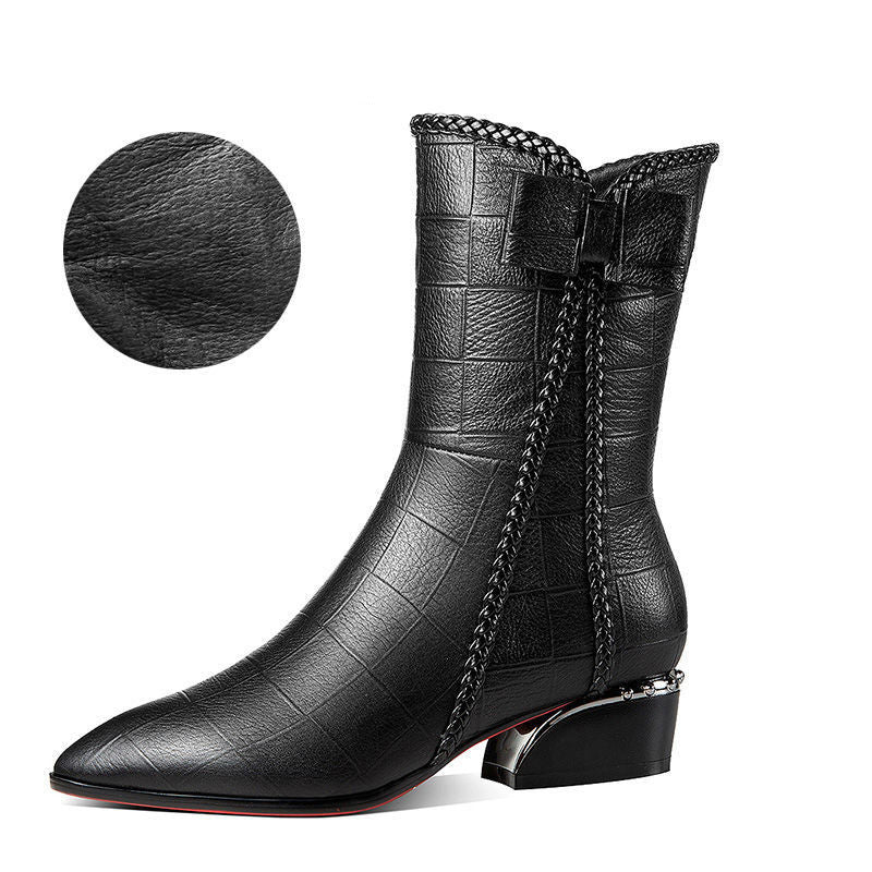 Fashion All-match Thick-heeled Martin Boots