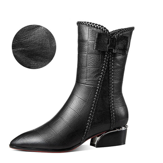 Fashion All-match Thick-heeled Martin Boots