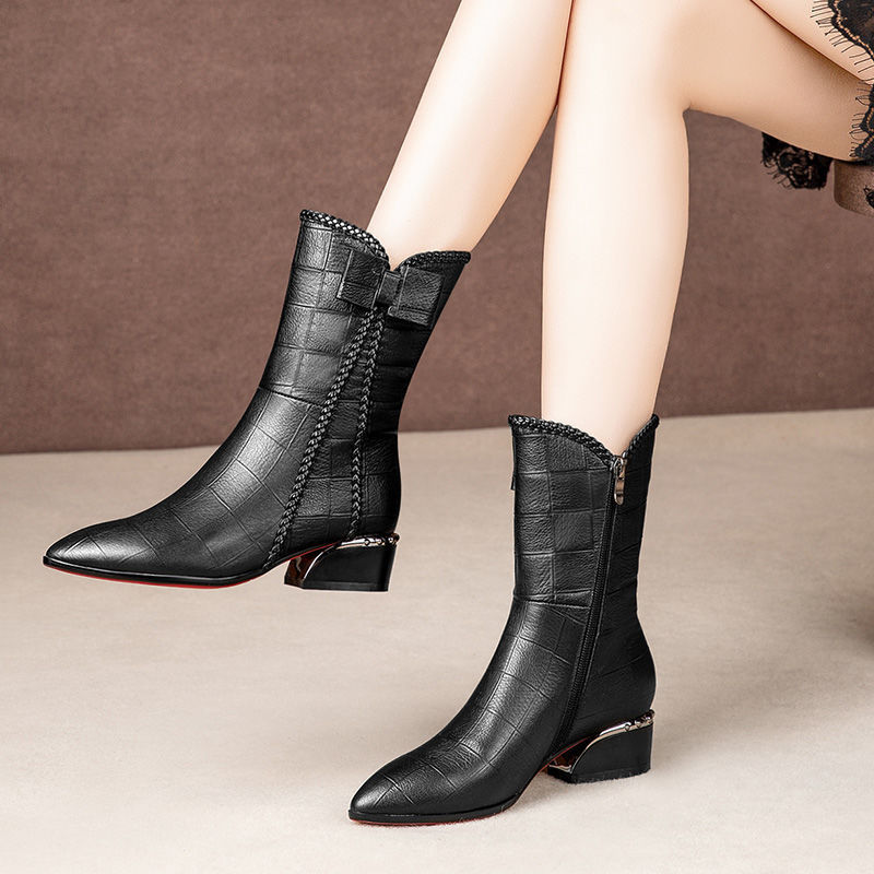 Fashion All-match Thick-heeled Martin Boots