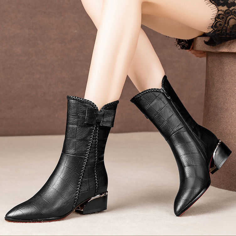 Fashion All-match Thick-heeled Martin Boots