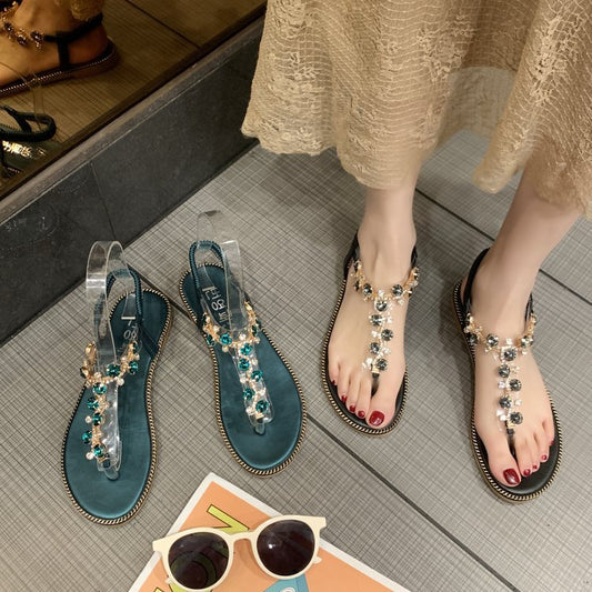 New Korean Style Roman Sandals Flat Heel Beach Shoes
