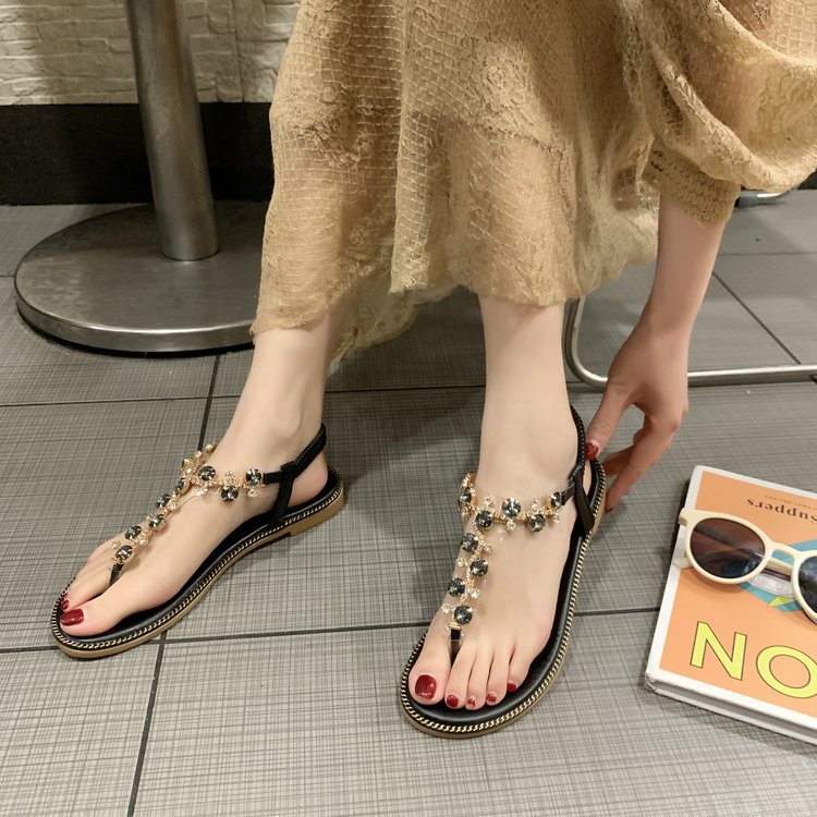 New Korean Style Roman Sandals Flat Heel Beach Shoes