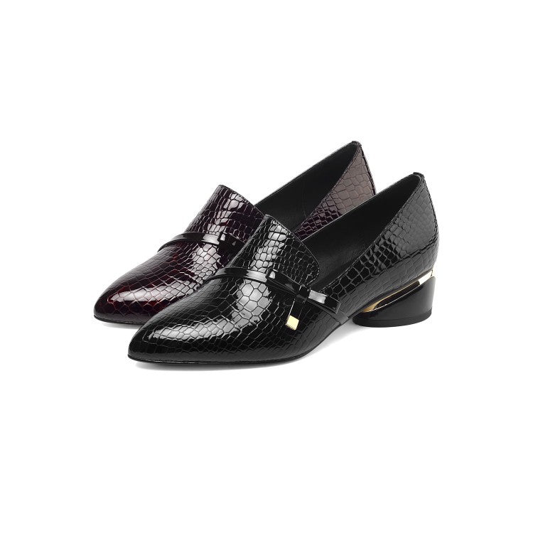 New Leather Mid-Heel Pointed Toe Small Leather Shoes High Heel Women's Shoes