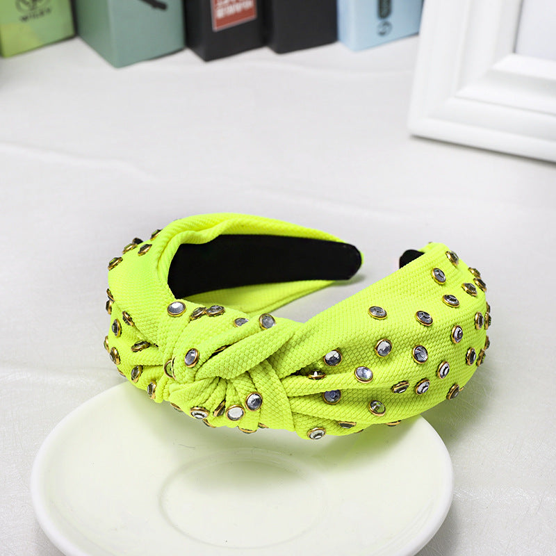 Knotted Headband With Edging Rhinestones In The Middle
