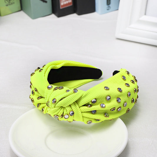 Knotted Headband With Edging Rhinestones In The Middle