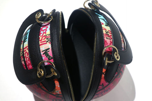 New Round Personalized Painted Graffiti Basketball Bag Chain Small Round Bag