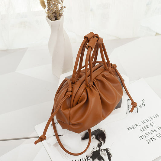 The New Trendy Leather Hand Carry Messenger Handbag Underarm Bag Fold Dumpling Bag