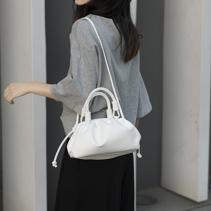The New Trendy Leather Hand Carry Messenger Handbag Underarm Bag Fold Dumpling Bag
